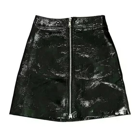 Ronny Kobo Black Faux Patent Glossy Mini Skirt Size XS - Picture 9 of 9